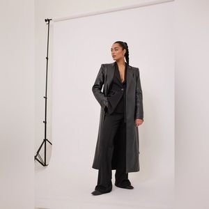 NA-KD Long Belted PU Coat